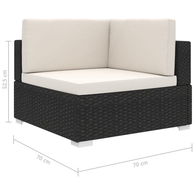 Modular-Sofa-Eckteil 1 Stk. + Auflagen Poly Rattan Schwarz
