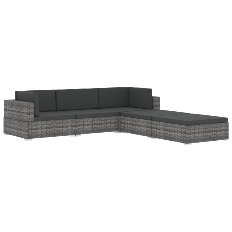 Modular-Sofa-Eckteil 1 Stk. + Auflagen Poly Rattan Grau
