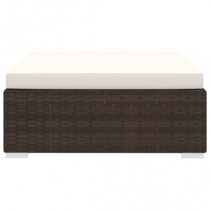 Modular-Fußhocker 1 Stk. + Auflagen Poly Rattan Braun