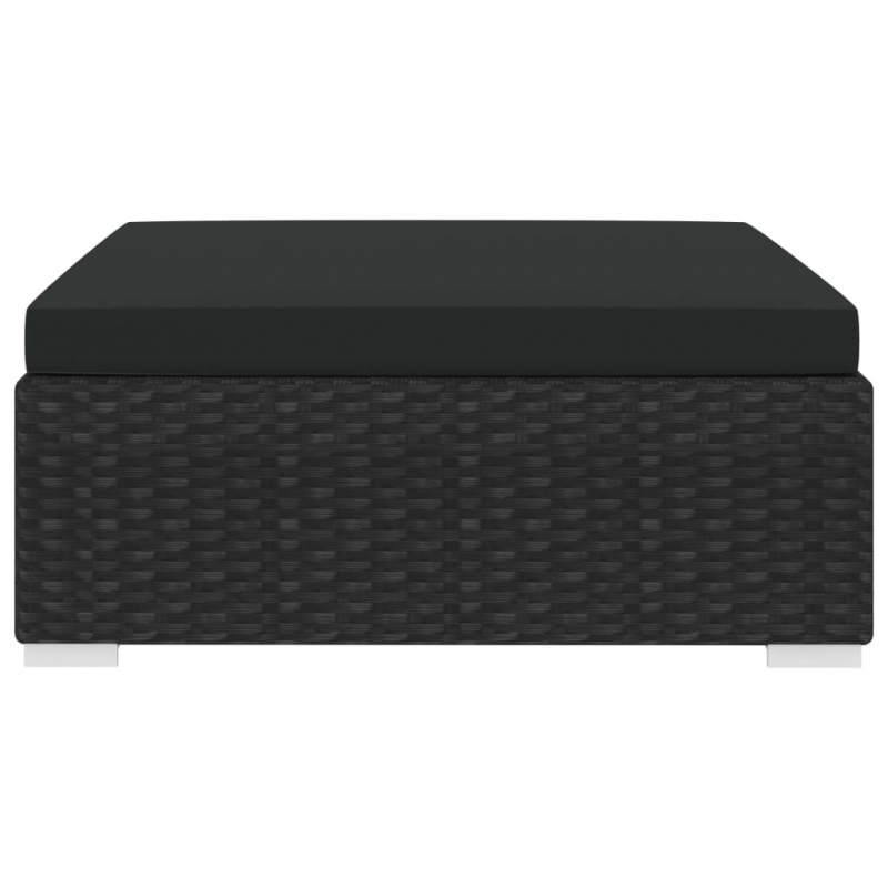 Modular-Fußhocker 1 Stk. mit Kissen Poly-Rattan Schwarz