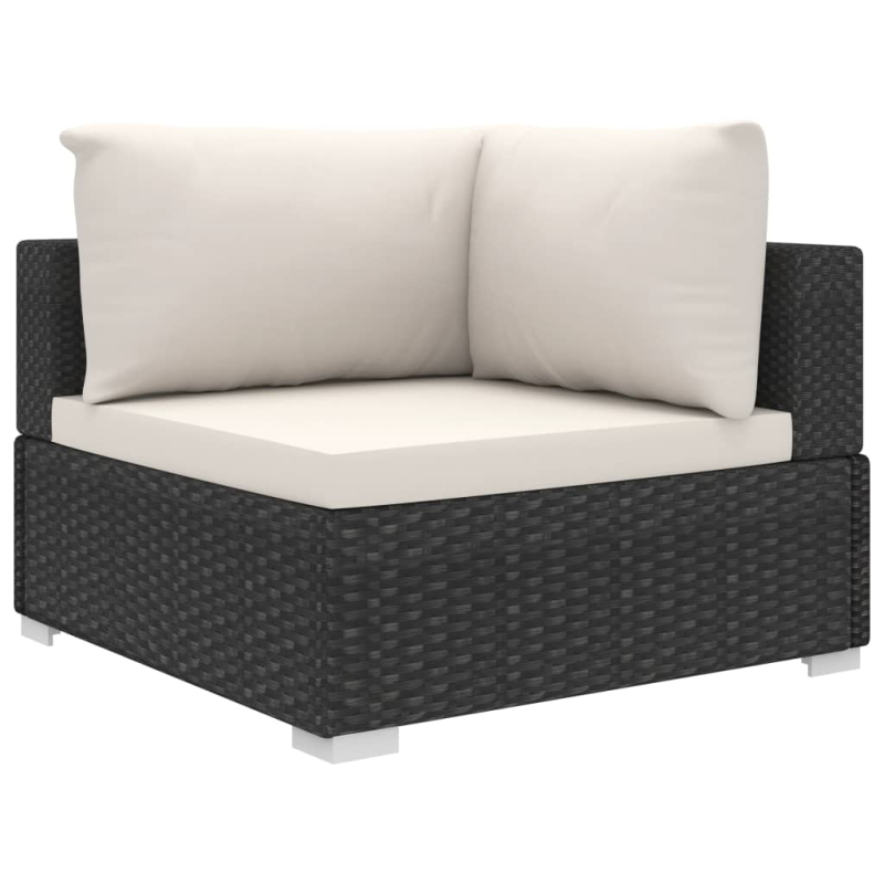 10-tlg. Garten-Lounge-Set mit Auflagen Poly Rattan Schwarz