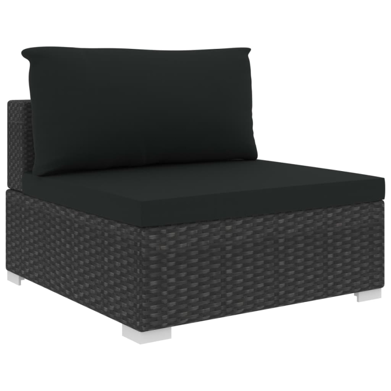 10-tlg. Garten-Lounge-Set mit Auflagen Poly Rattan Schwarz