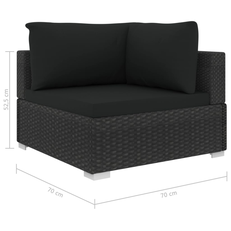 10-tlg. Garten-Lounge-Set mit Auflagen Poly Rattan Schwarz