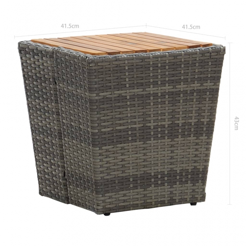 Beistelltisch Grau 41,5×41,5×43 cm Poly Rattan & Massivholz