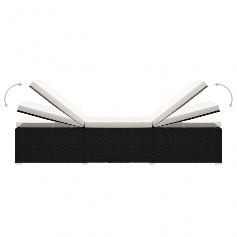 Sonnenliege mit Auflage und Teetisch Poly Rattan Cremeweiß