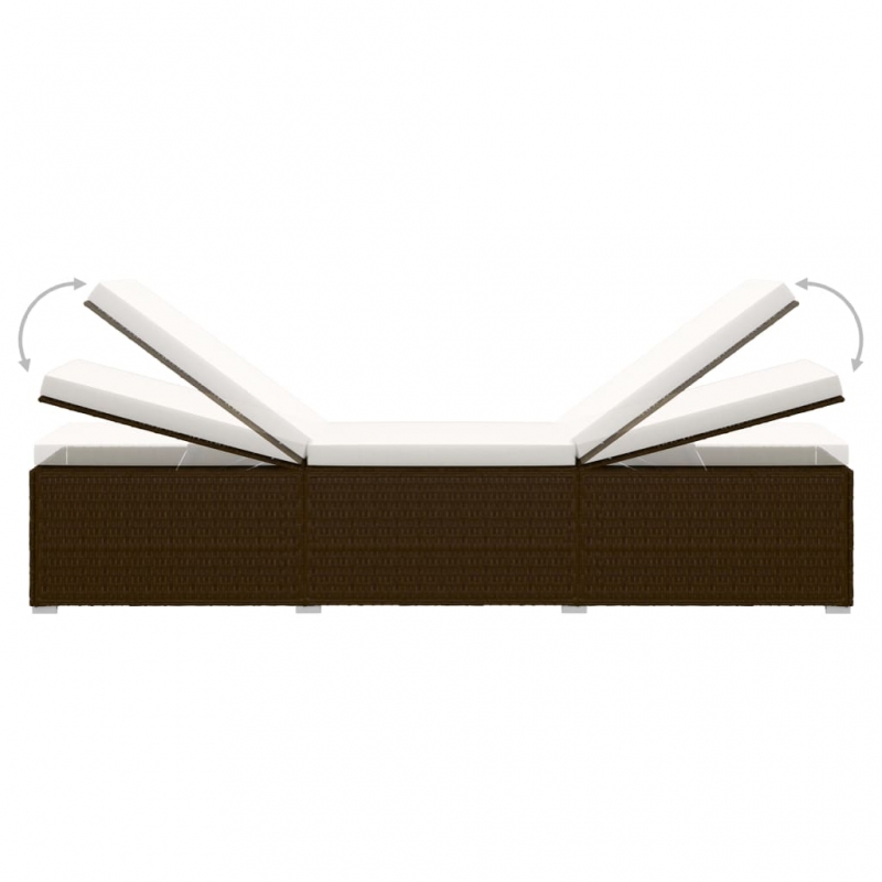 Sonnenliege mit Auflage und Teetisch Poly Rattan Braun