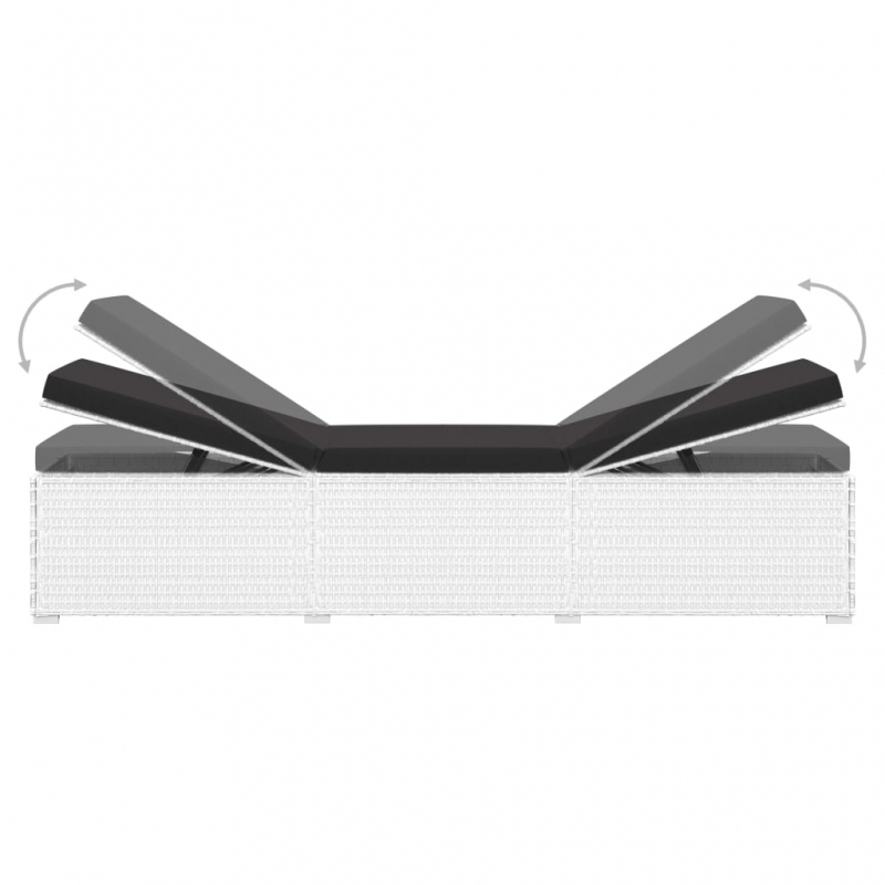 Sonnenliege mit Auflage und Teetisch Poly Rattan Weiß