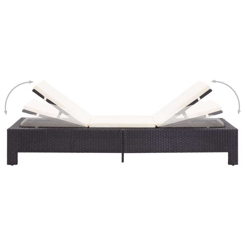 Sonnenliege mit Auflage Schwarz Poly Rattan