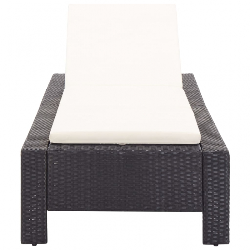 Sonnenliege mit Auflage Schwarz Poly Rattan