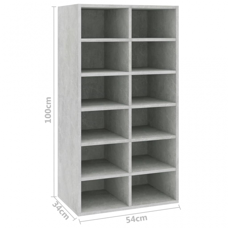 Schuhregal Betongrau 54x34x100,5 cm Holzwerkstoff