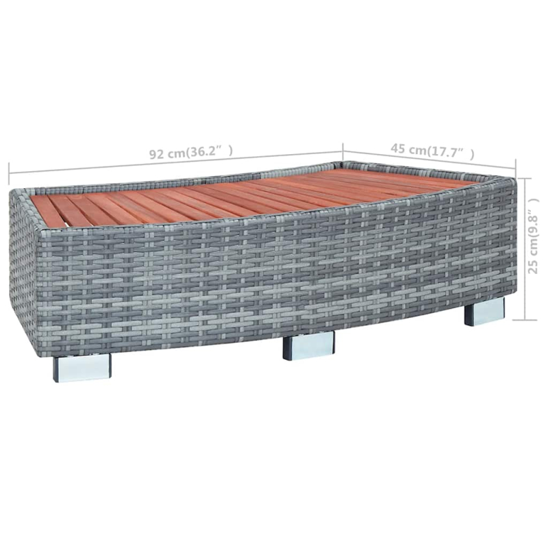 Spa-Einstiegsstufe Grau Poly Rattan 92×45×25 cm