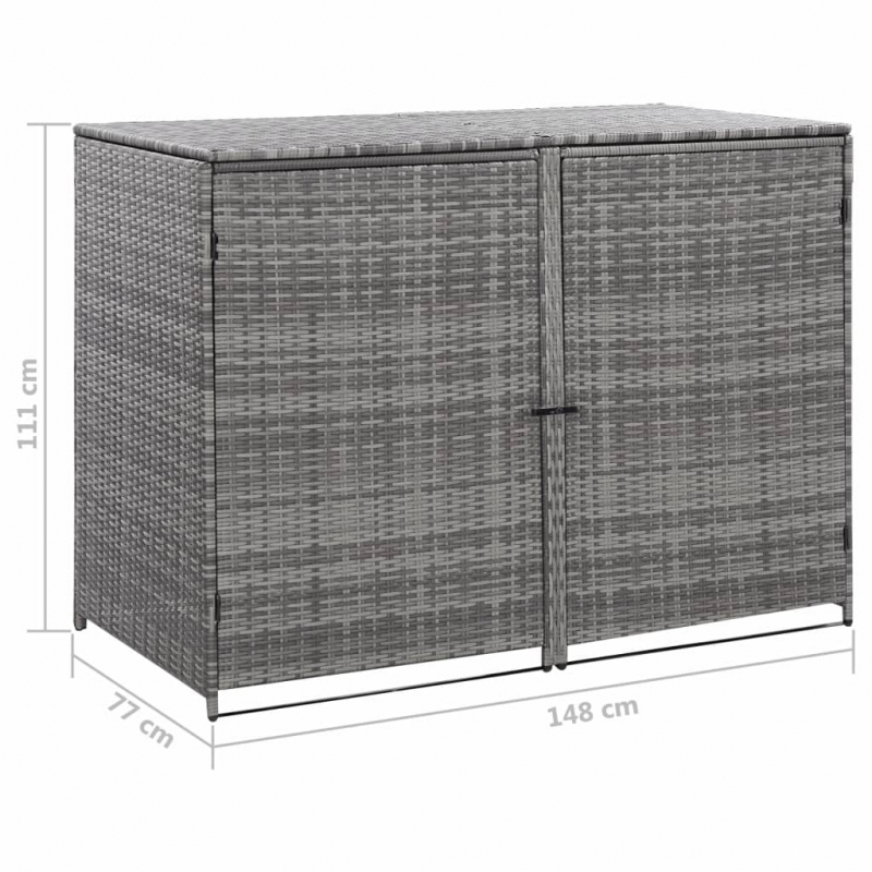 Mülltonnenbox für 2 Tonnen Poly Rattan Anthrazit 148×77×111 cm