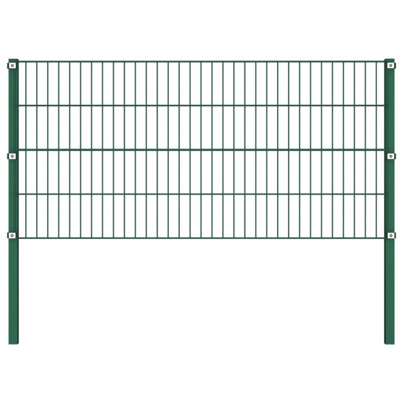Zaunfeld mit Pfosten Eisen 13,6 x 0,8 m Grün