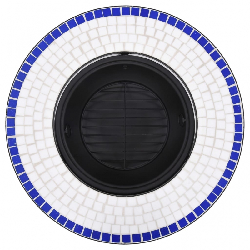 vidaXl Feuerstelle Mosaik Keramik Blau und Weiß 68 cm