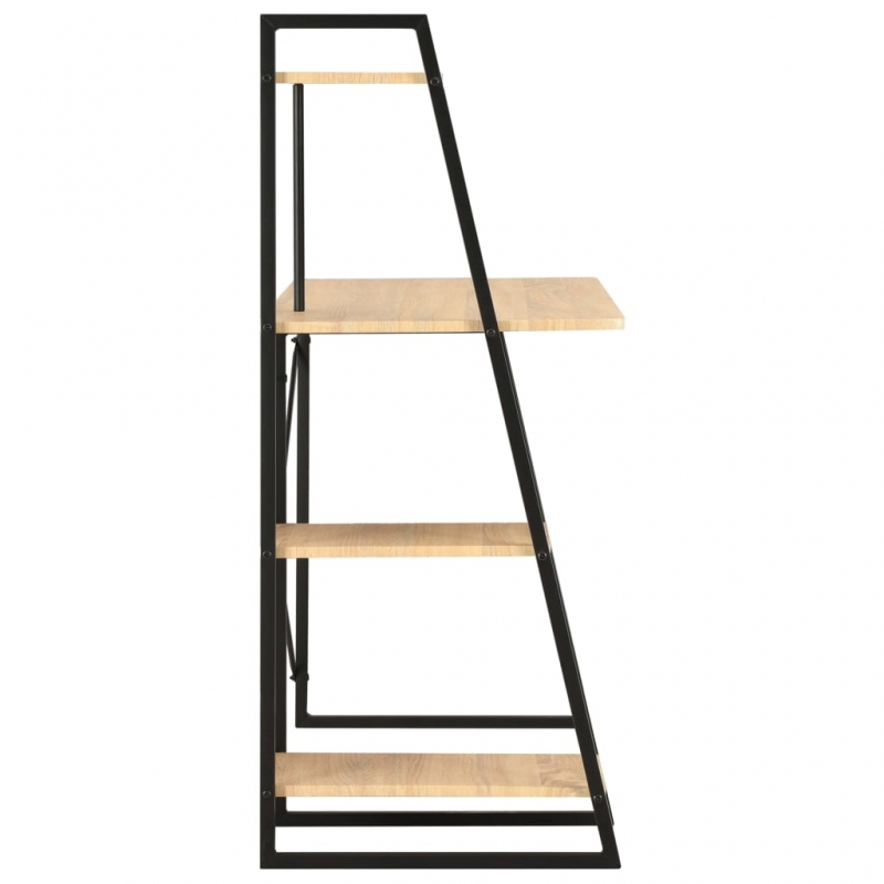 Schreibtisch mit Regaleinheit Schwarz und Eiche 102×50×117 cm