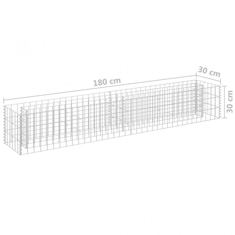 Gabionen-Hochbeet Verzinkter Stahl 180×30×30 cm