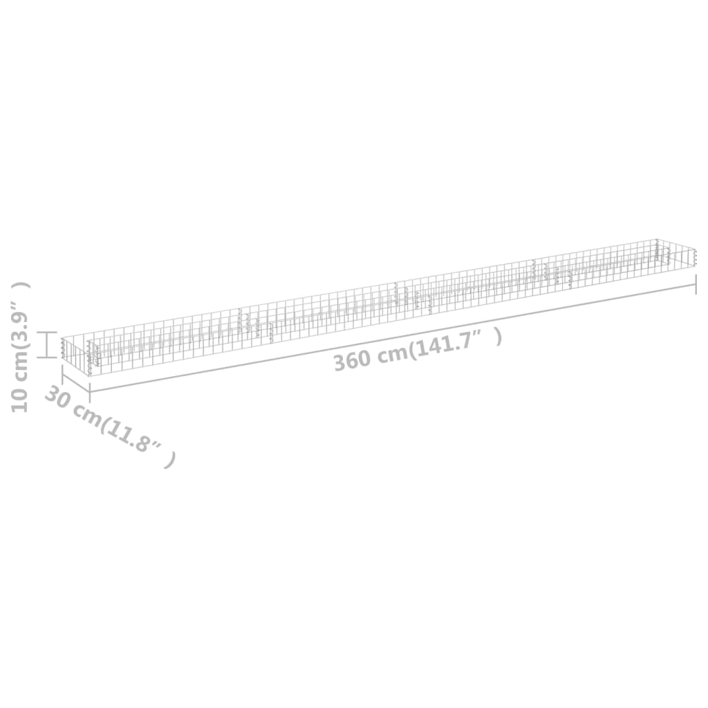 Gabionen-Hochbeet Verzinkter Stahl 360x30x10 cm