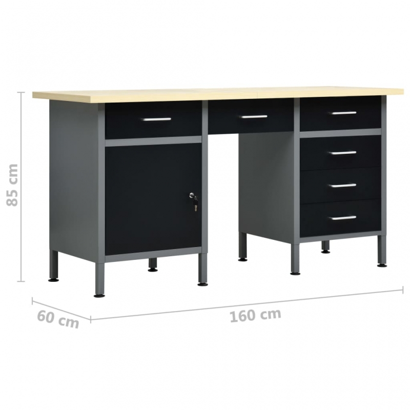 Arbeitstisch Schwarz 160 x 60 x 85 cm Stahl