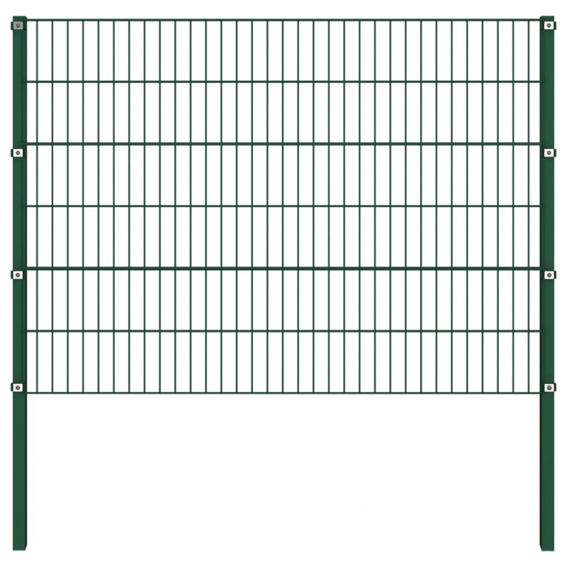 Zaunfeld mit Pfosten Eisen 6,8 x 1,2 m Grün