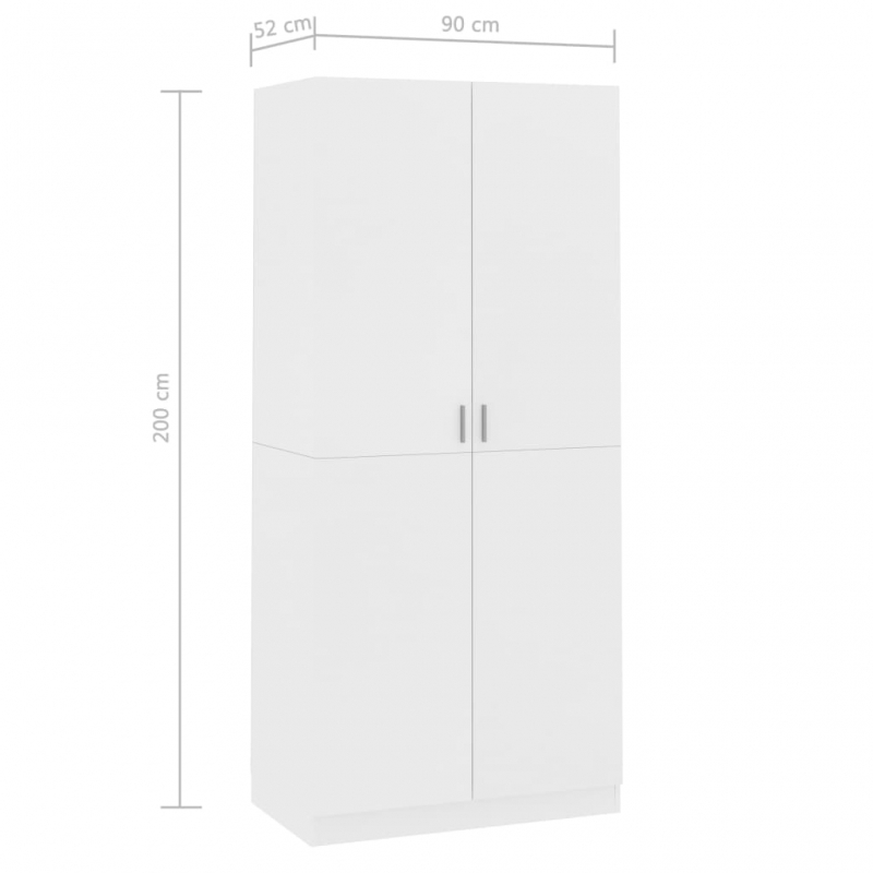 Kleiderschrank Weiß 90x52x200 cm Holzwerkstoff