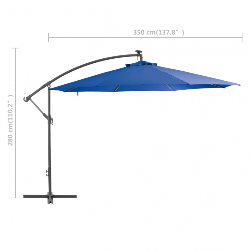 Ampelschirm mit Aluminium-Mast 350 cm Blau