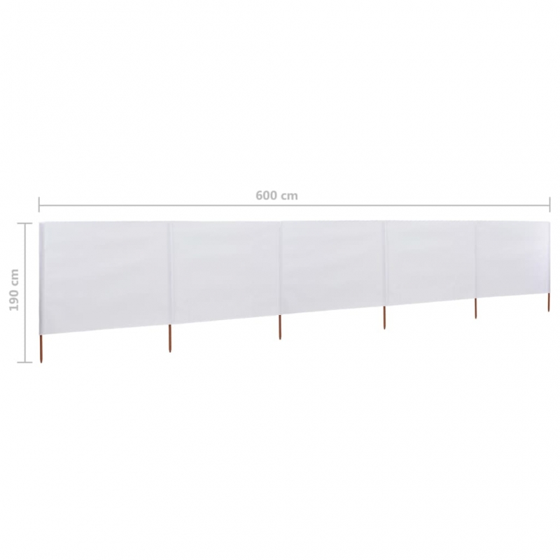 5-teiliges Windschutzgewebe 600 x 160 cm Sandweiß