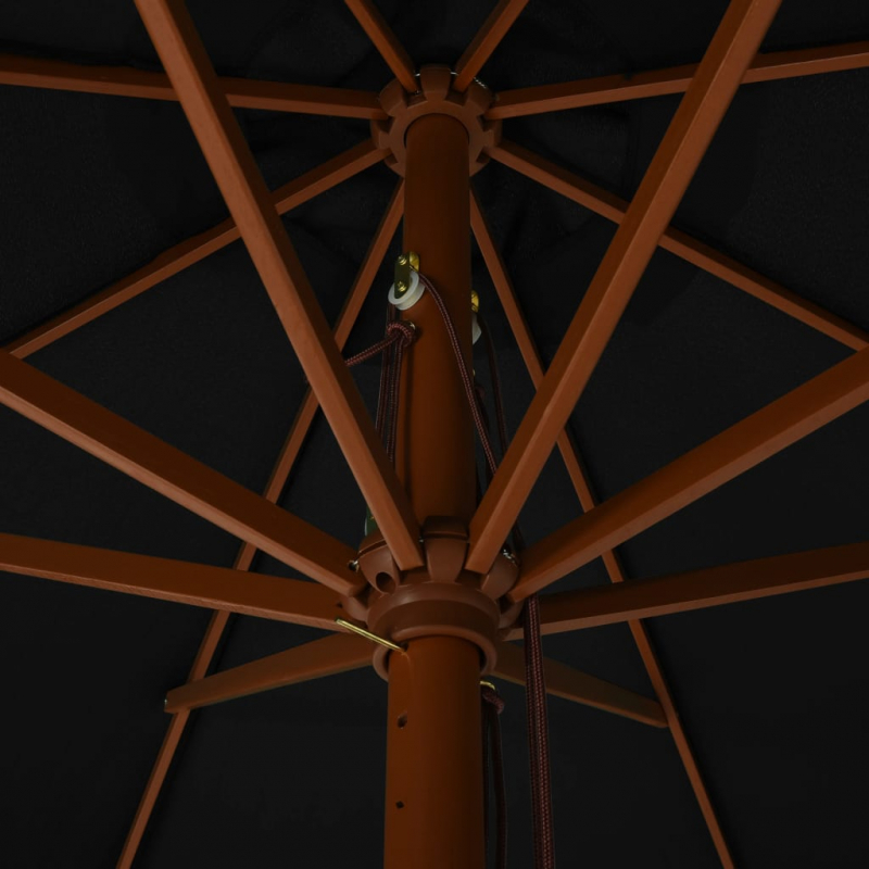 Sonnenschirm mit Holzmast 330 cm Schwarz