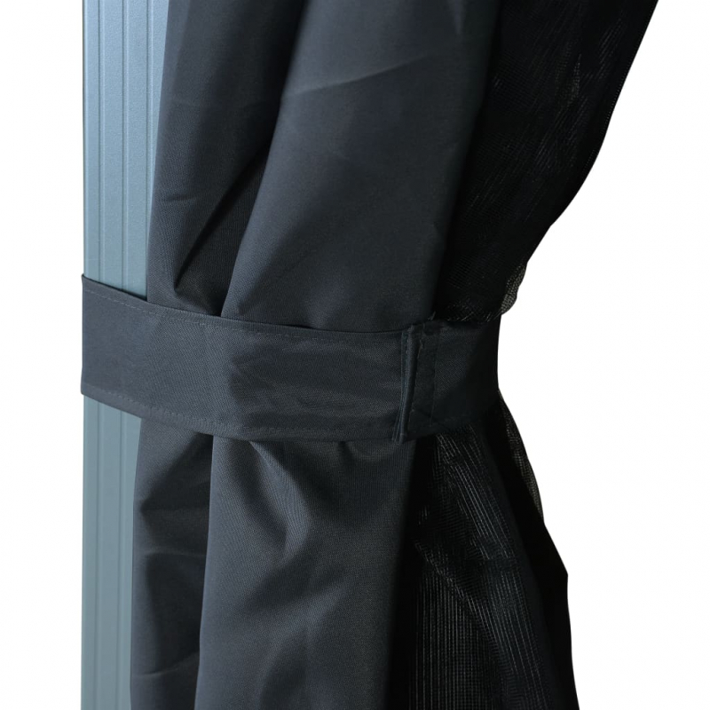 Pavillon mit Vorhängen 300×300 cm Anthrazit Aluminium