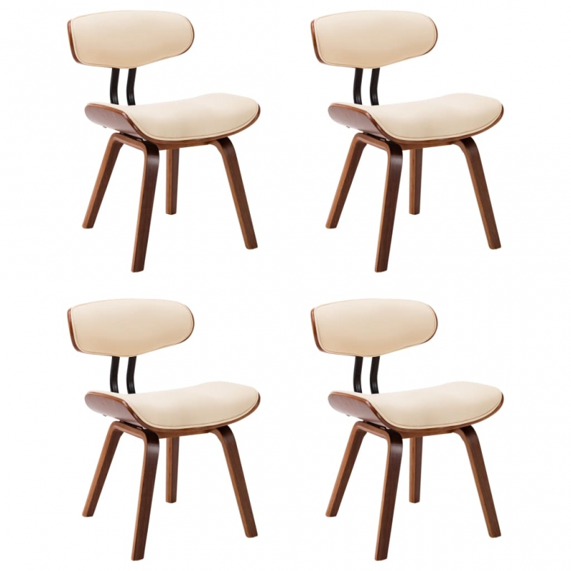 Esszimmerstühle 4 Stk. Creme Bugholz und Kunstleder