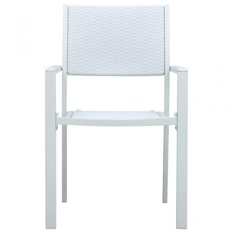 Gartenstühle 4 Stk. Weiß Kunststoff Rattan-Optik