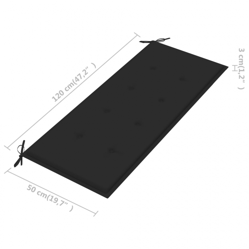 Gartenbank-Auflage Schwarz 120x50x4 cm Oxford-Gewebe