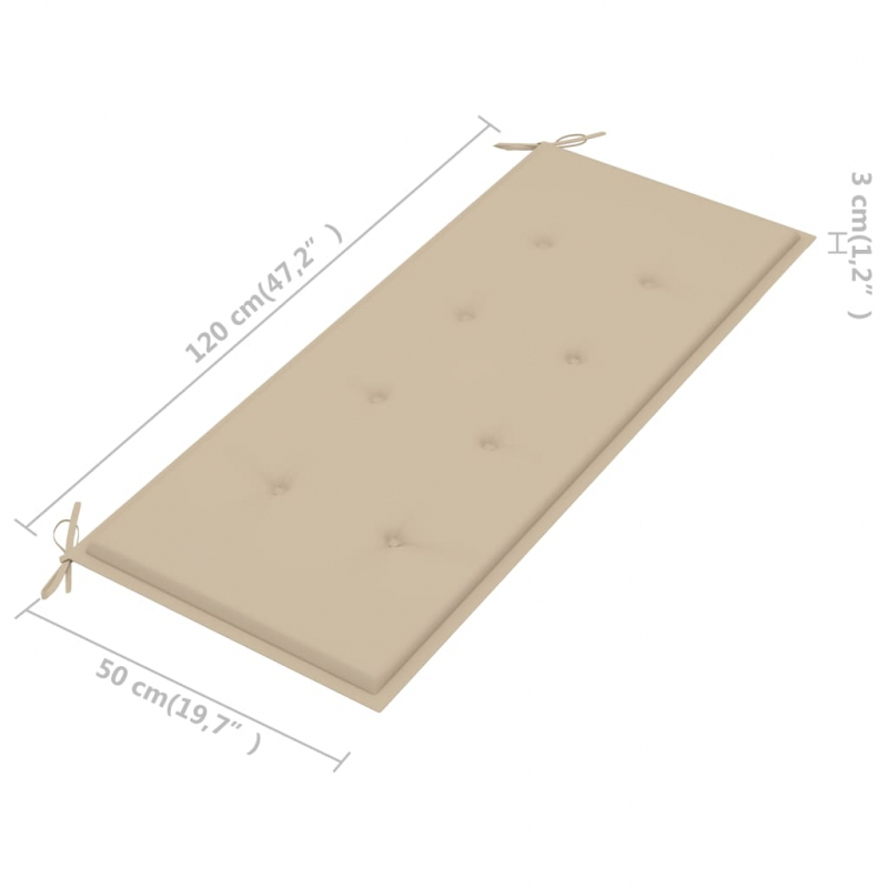 Gartenbank-Auflage Beige 120x50x4 cm Oxford-Gewebe