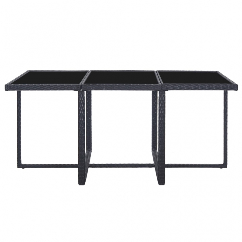 11-tlg. Garten-Essgruppe mit Auflagen Poly Rattan Schwarz