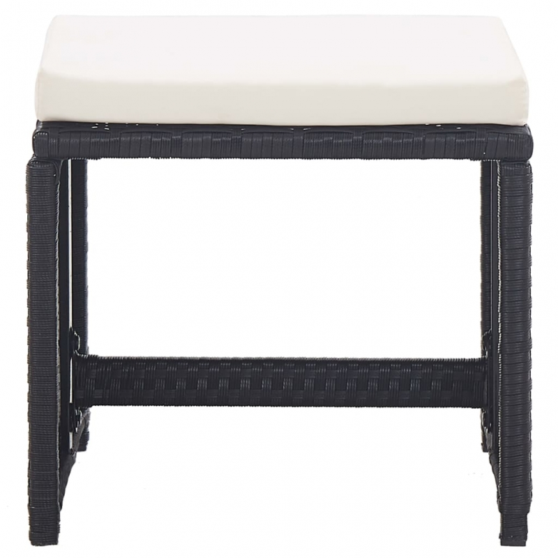 Gartenhocker 2 Stk. mit Sitzkissen Poly Rattan Schwarz