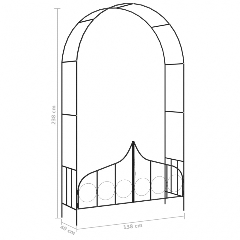 Rosenbogen mit Tor Schwarz 138 x 40 x 238 cm Eisen