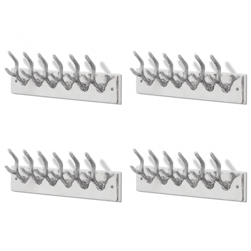 Garderobenleisten 4 Stk. Silbern Aluminium