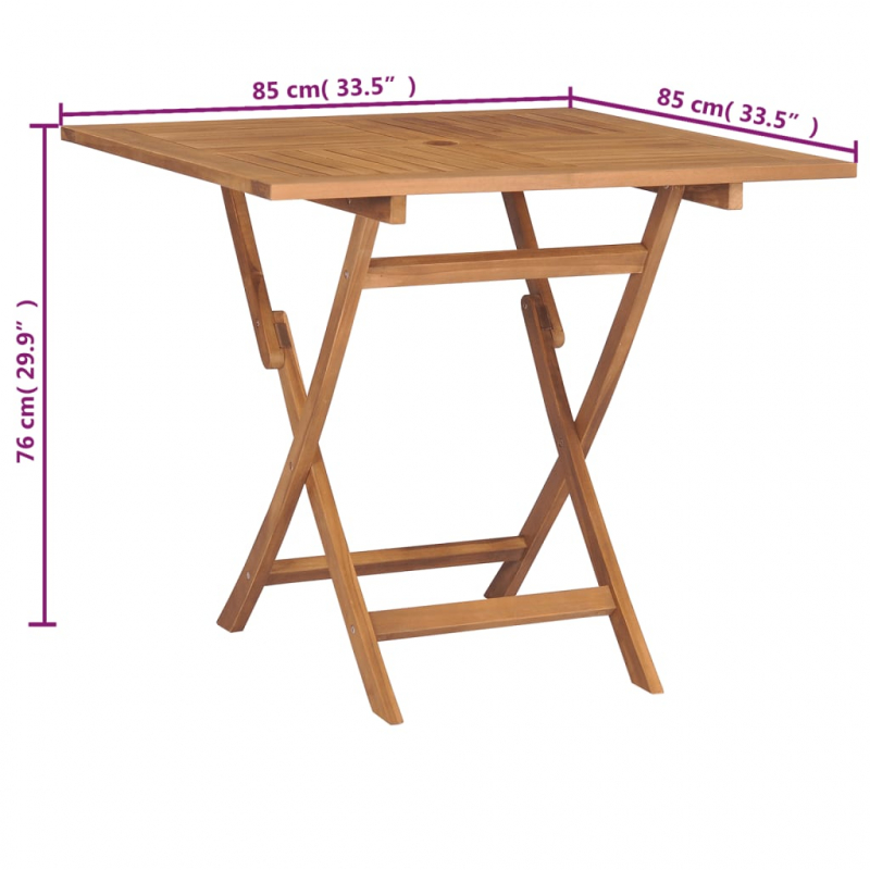 Gartentisch Klappbar 85x85x76 cm Teak Massivholz