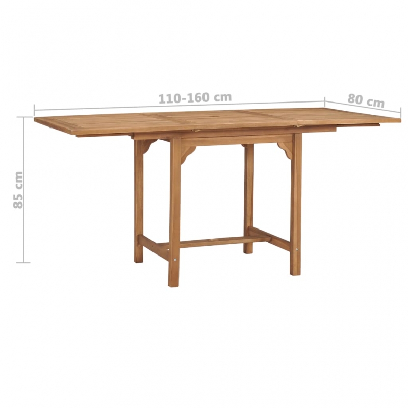 Gartentisch Ausziehbar (110-160)x80x75 cm Massivholz Teak