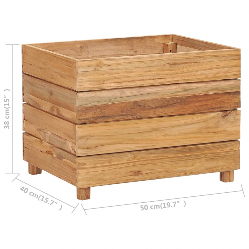 Hochbeet 50x40x38 cm Massivholz Teak und Stahl