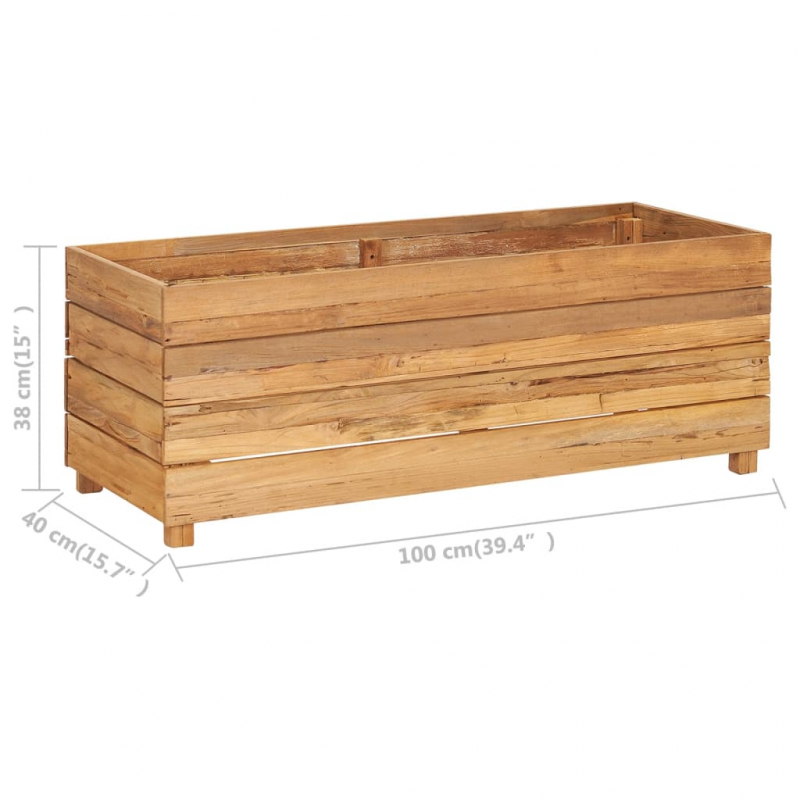 Hochbeet 100x40x38 cm Massivholz Teak und Stahl
