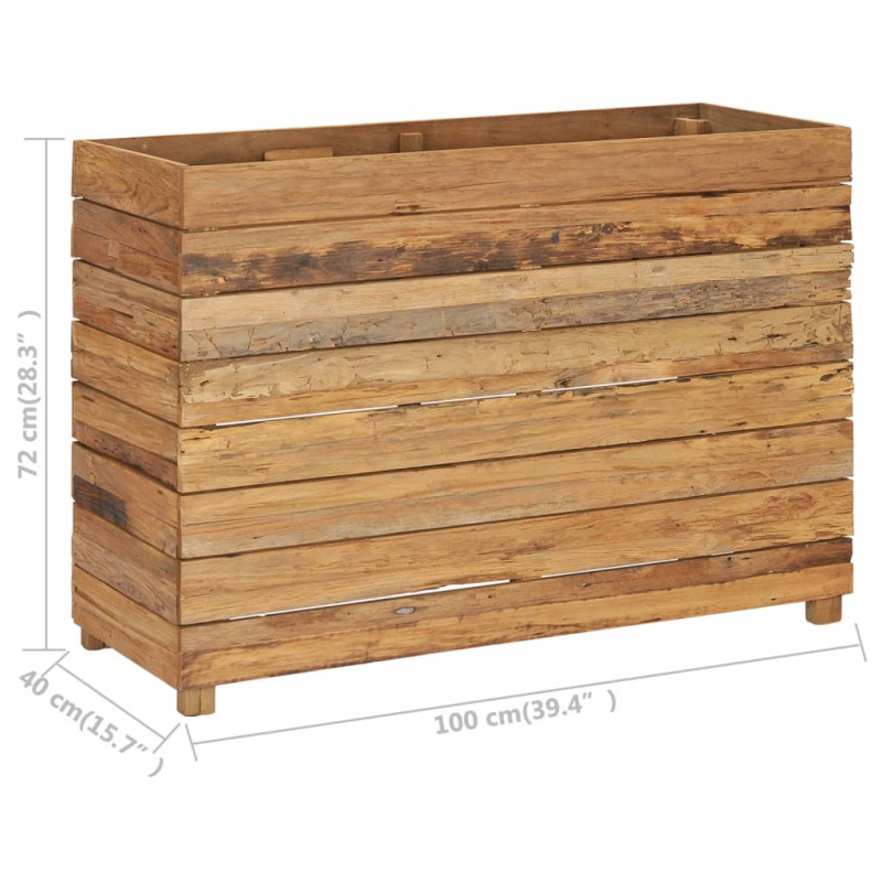 Hochbeet 100x40x72 cm Teak Altholz und Stahl