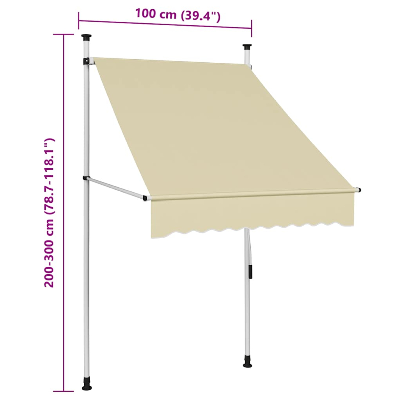 Einziehbare Markise Handbetrieben 100 cm Creme