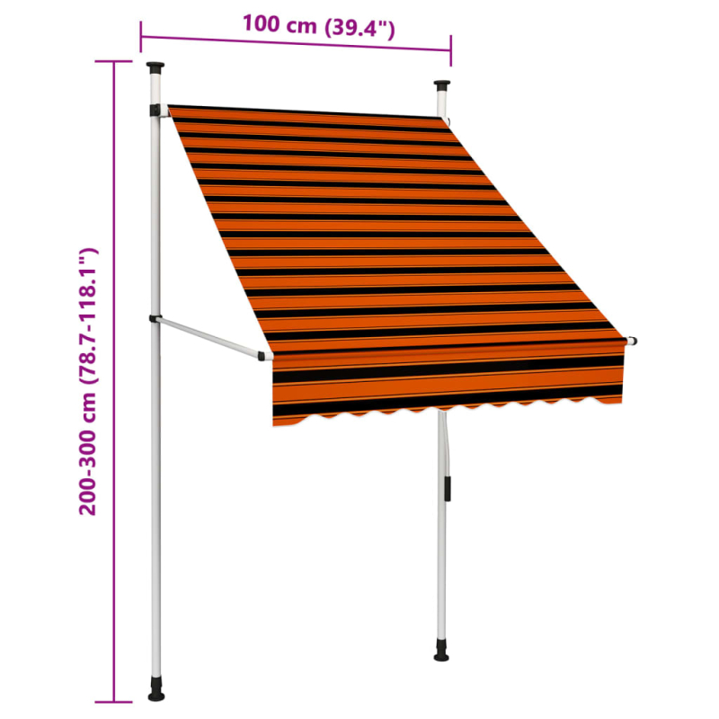 Einziehbare Markise Handbetrieben 100 cm Orange und Braun