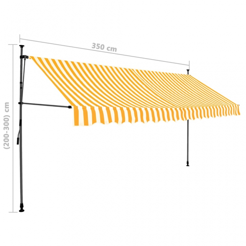Einziehbare Markise Handbetrieben mit LED 350 cm Weiß Orange
