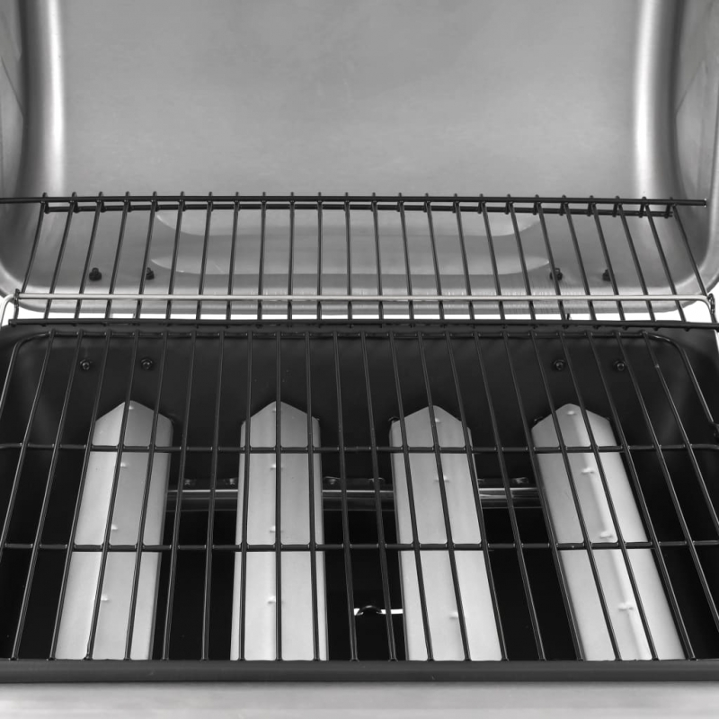 Gasgrill mit 4 Flammen Schwarz und Silbern