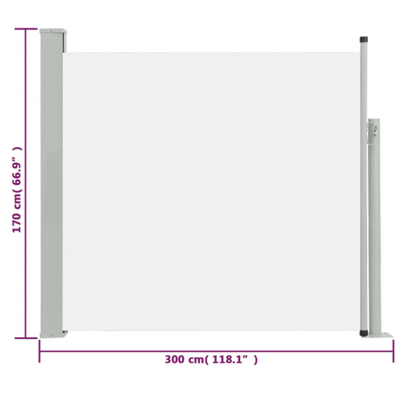 Ausziehbare Seitenmarkise 170×300 cm Creme