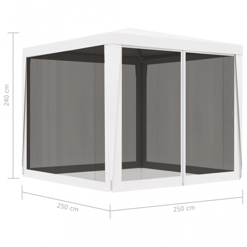 Partyzelt mit 4 Netz-Seitenwänden 2,5 x 2,5 m Weiß