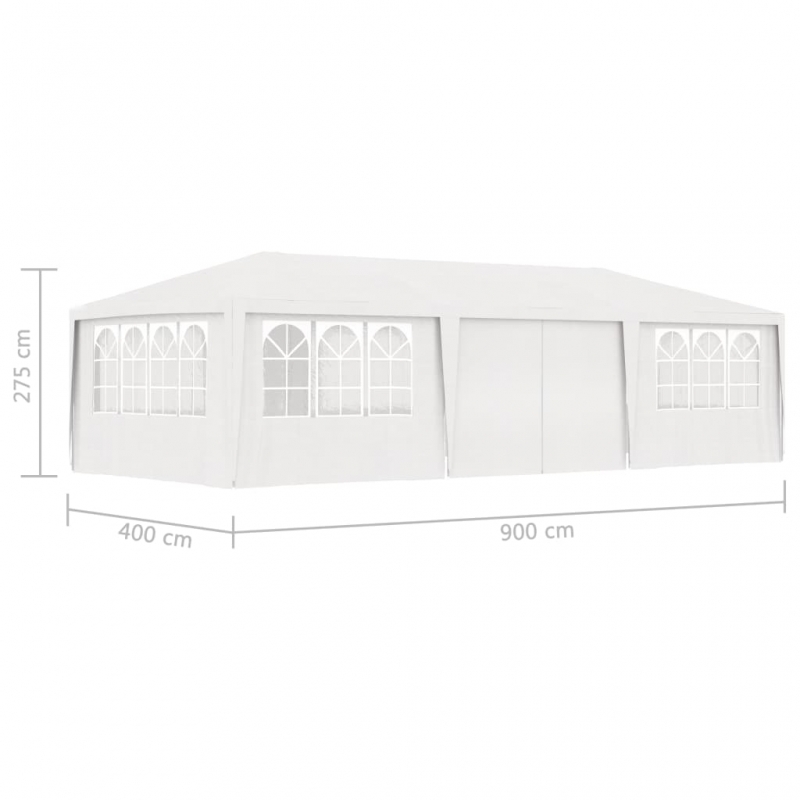 Profi-Partyzelt mit Seitenwänden 4×9 m Weiß 90 g/m²