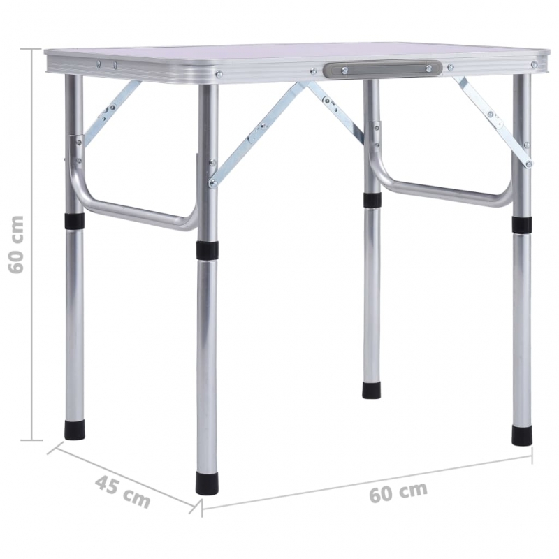 Klappbarer Campingtisch Weiß Aluminium 60x45 cm