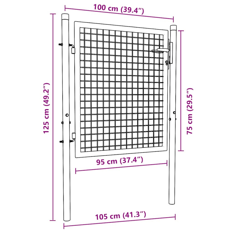 Mesh-Gartentor Verzinkter Stahl 100 x 125 cm Grau